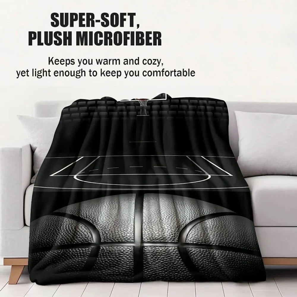 Basketball Court & Ball Multipurpose Throw Blanket