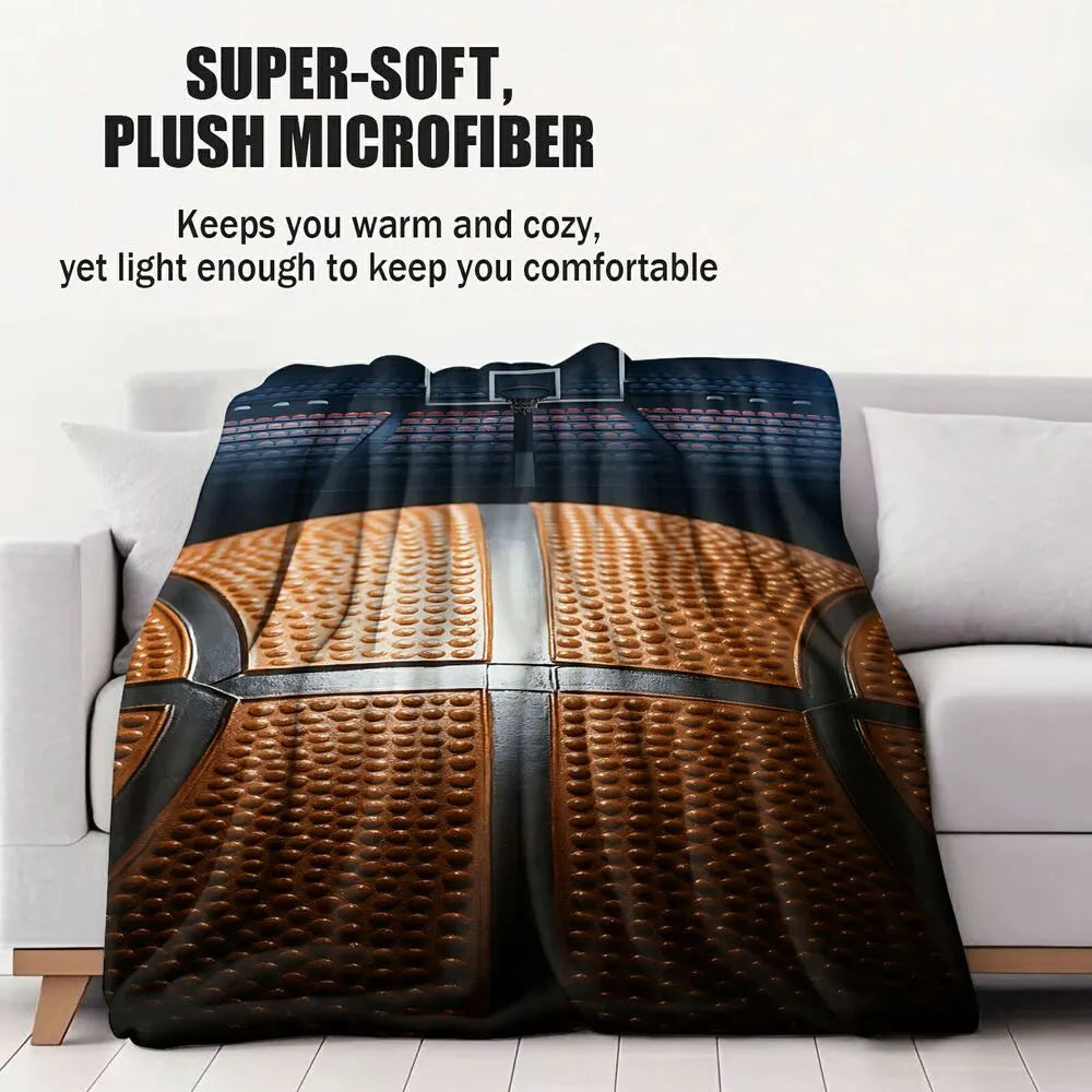 Basketball Court & Ball Multipurpose Throw Blanket