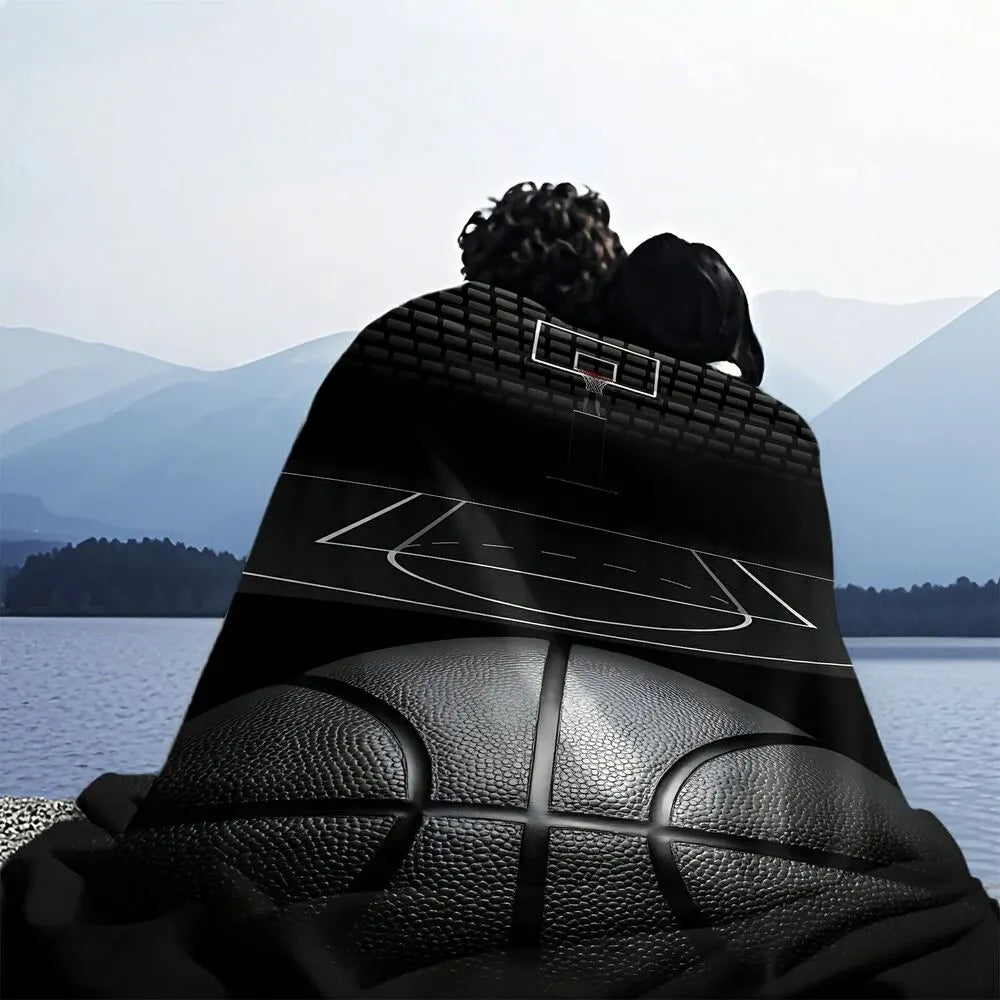 Basketball Court & Ball Multipurpose Throw Blanket