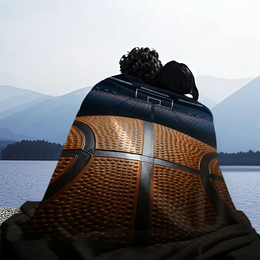 Basketball Court & Ball Multipurpose Throw Blanket