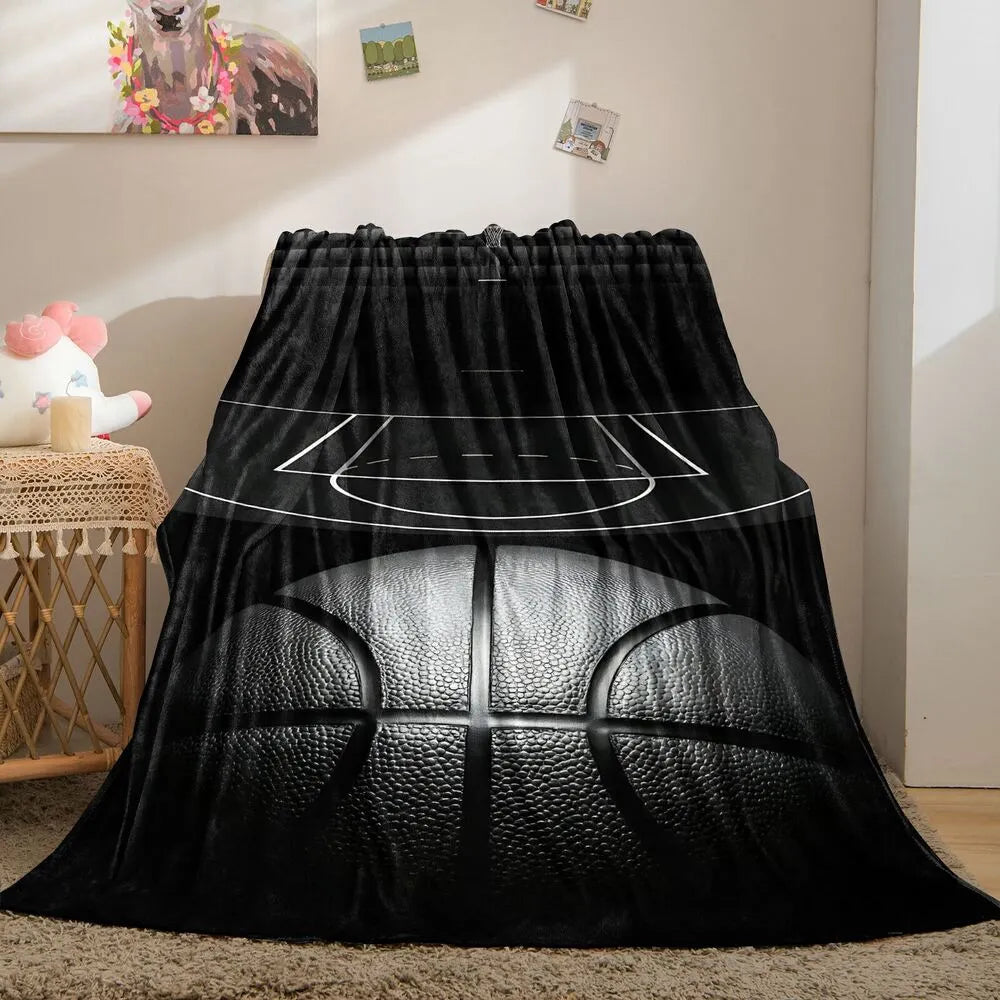 Basketball Court & Ball Multipurpose Throw Blanket