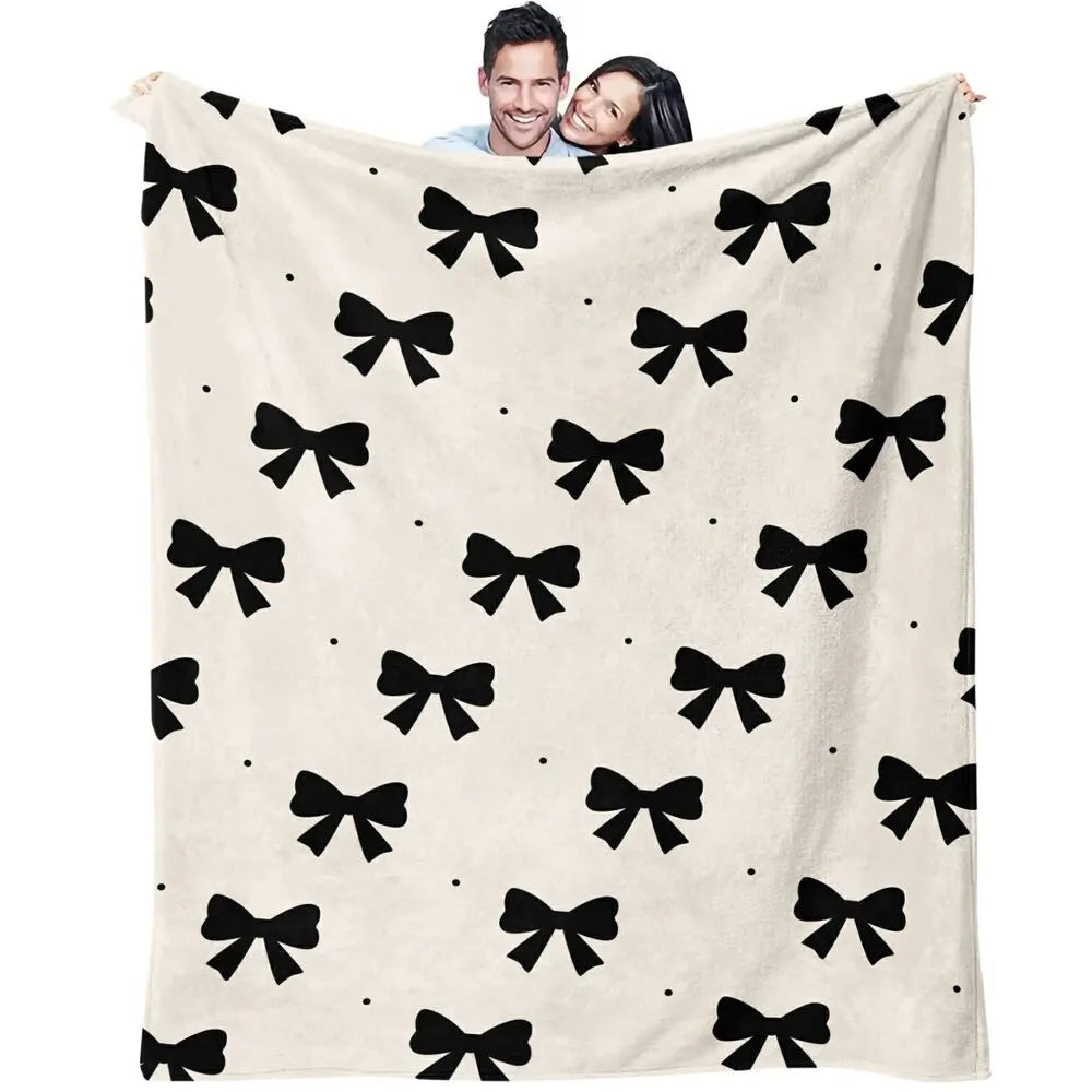 Black Bow Pattern Multipurpose Throw Blanket