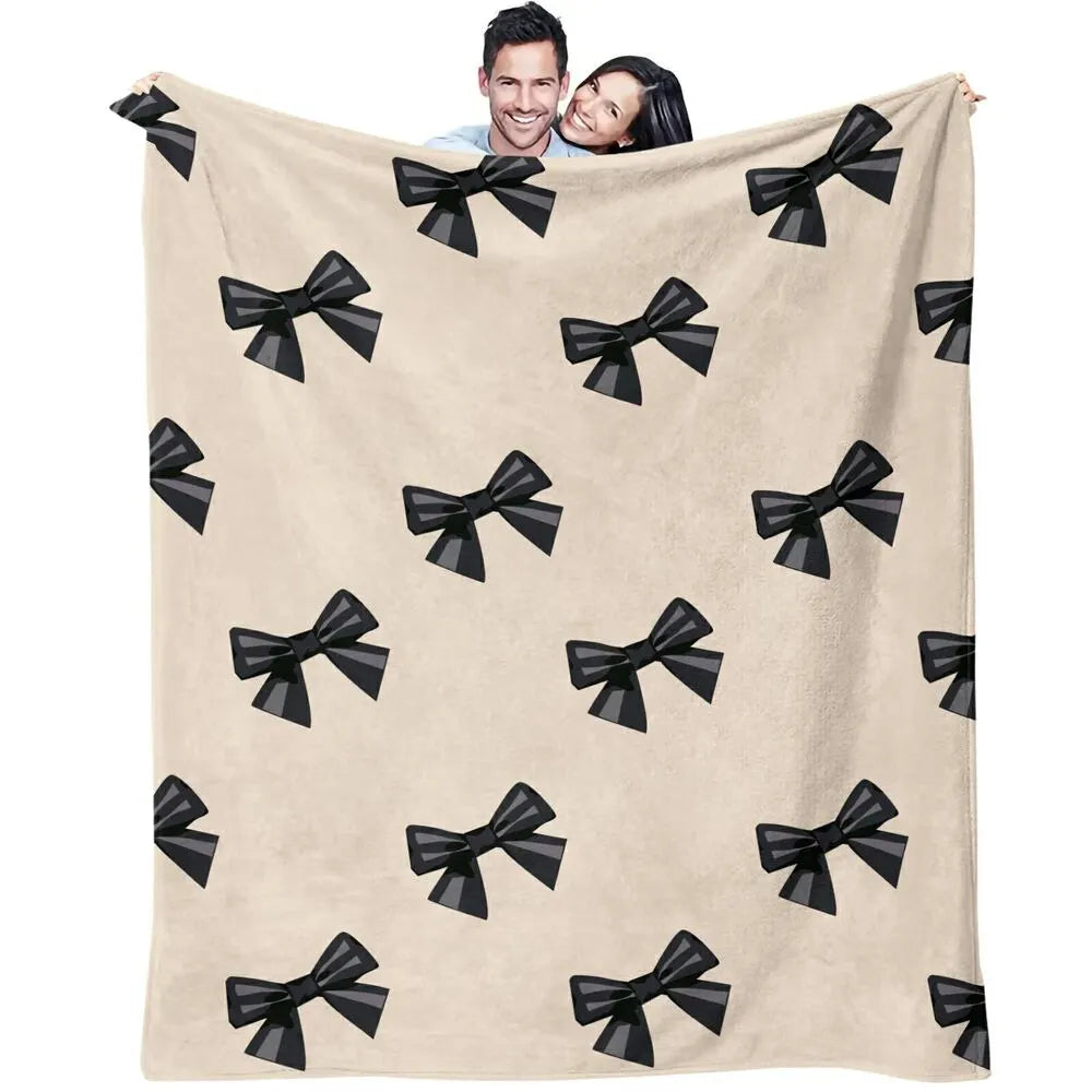 Black Bow Pattern Multipurpose Throw Blanket