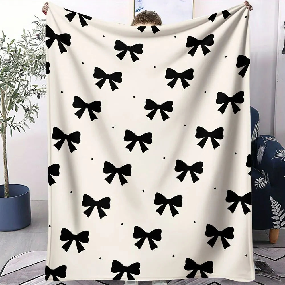 Black Bow Pattern Multipurpose Throw Blanket