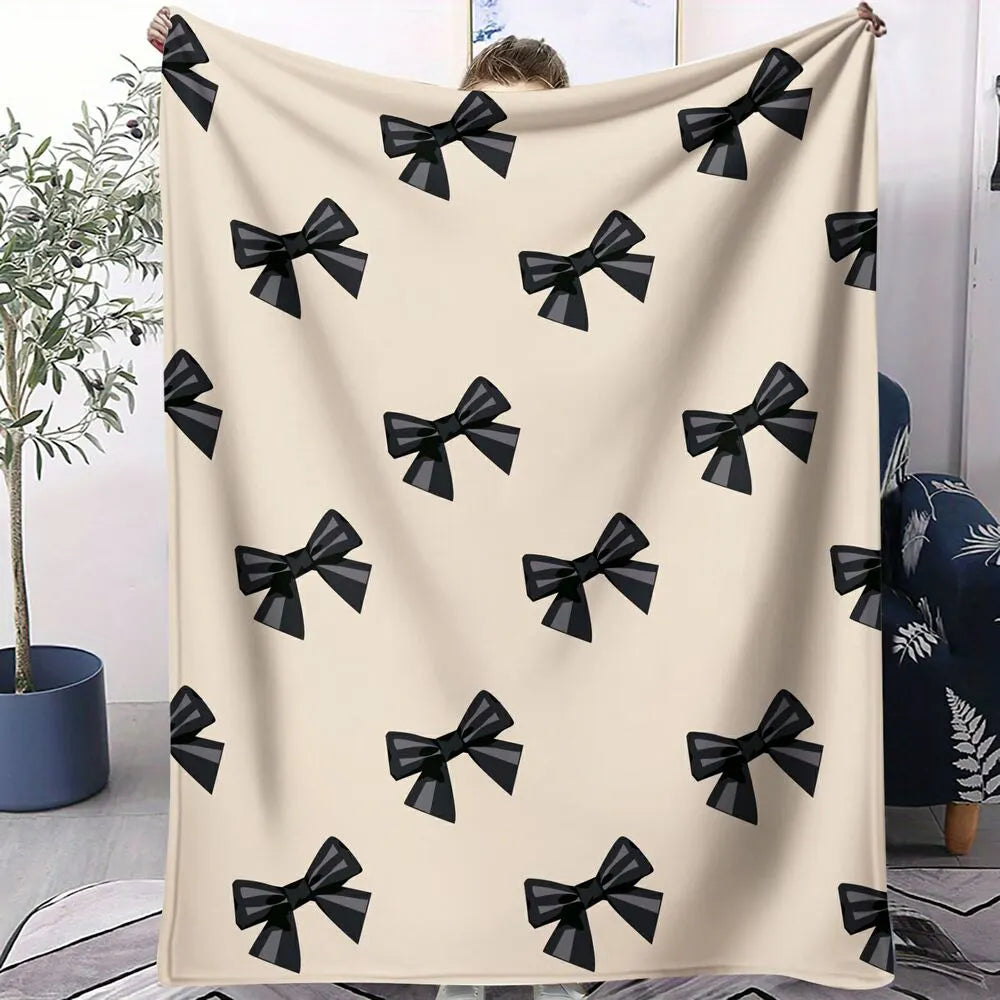 Black Bow Pattern Multipurpose Throw Blanket