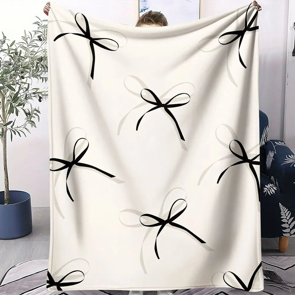 Black Bow Pattern Multipurpose Throw Blanket