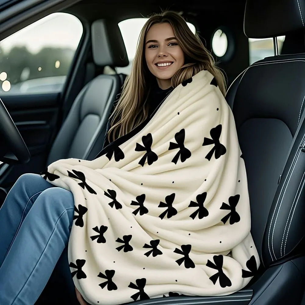 Black Bow Pattern Multipurpose Throw Blanket