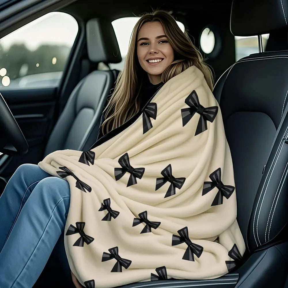 Black Bow Pattern Multipurpose Throw Blanket