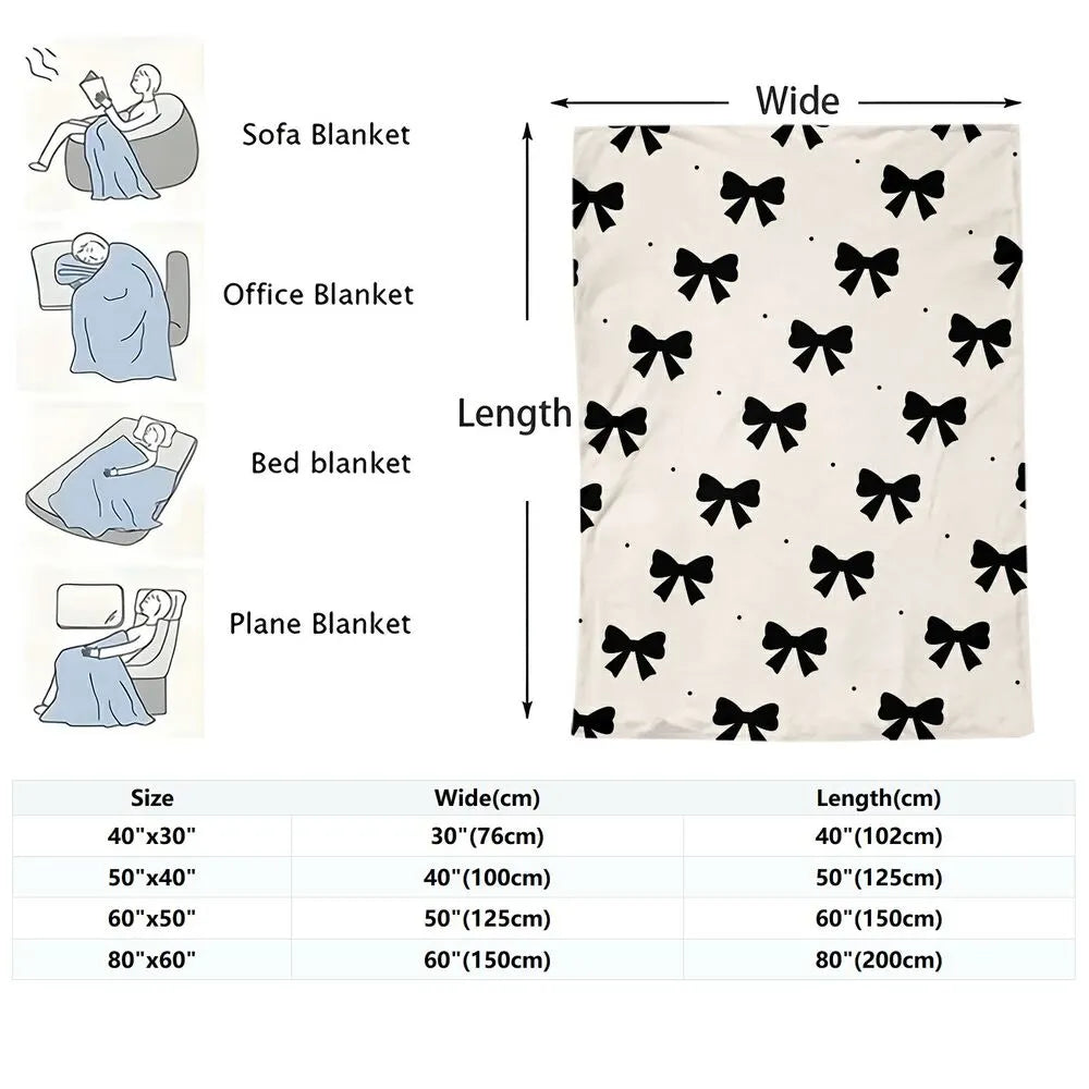 Black Bow Pattern Multipurpose Throw Blanket