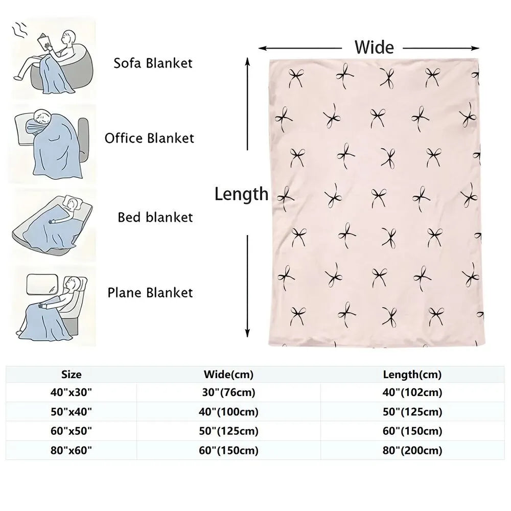 Black Bow Pattern Multipurpose Throw Blanket