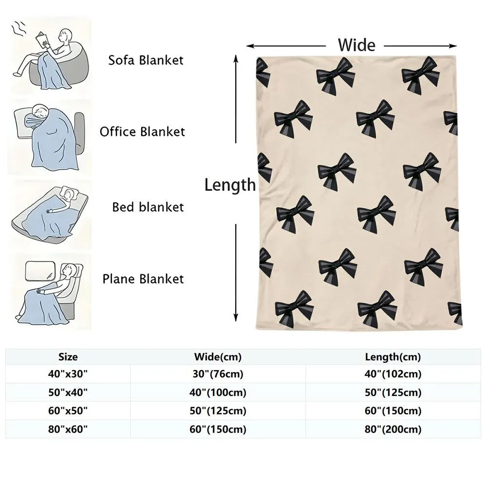 Black Bow Pattern Multipurpose Throw Blanket