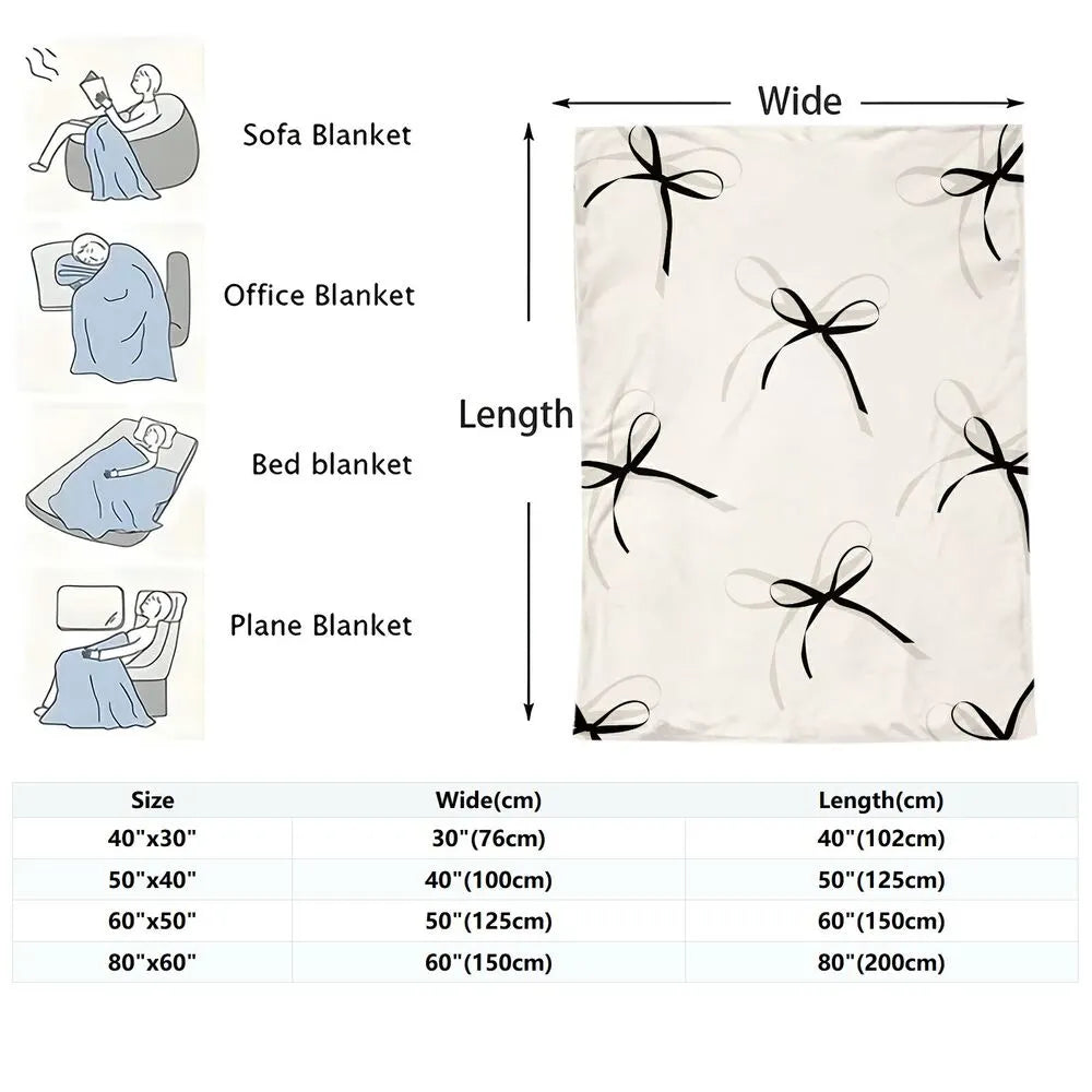 Black Bow Pattern Multipurpose Throw Blanket
