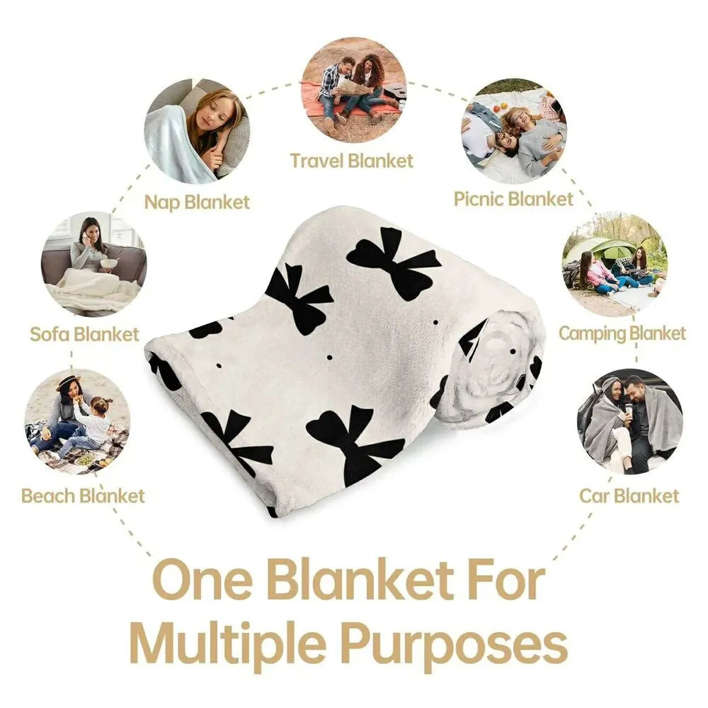 Black Bow Pattern Multipurpose Throw Blanket
