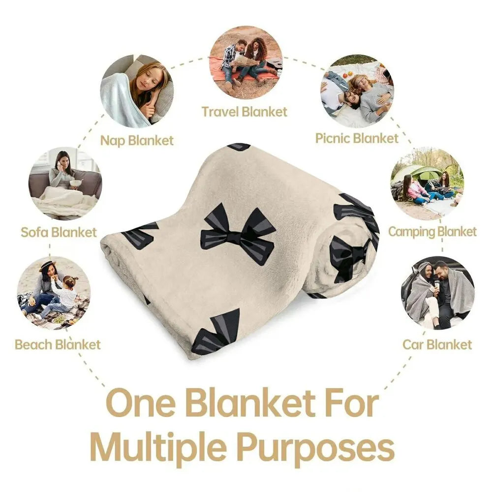 Black Bow Pattern Multipurpose Throw Blanket