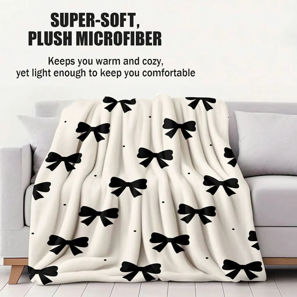 Black Bow Pattern Multipurpose Throw Blanket