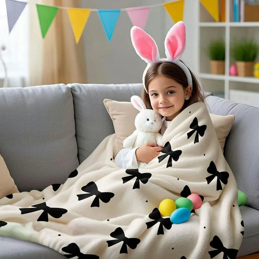 Black Bow Pattern Multipurpose Throw Blanket