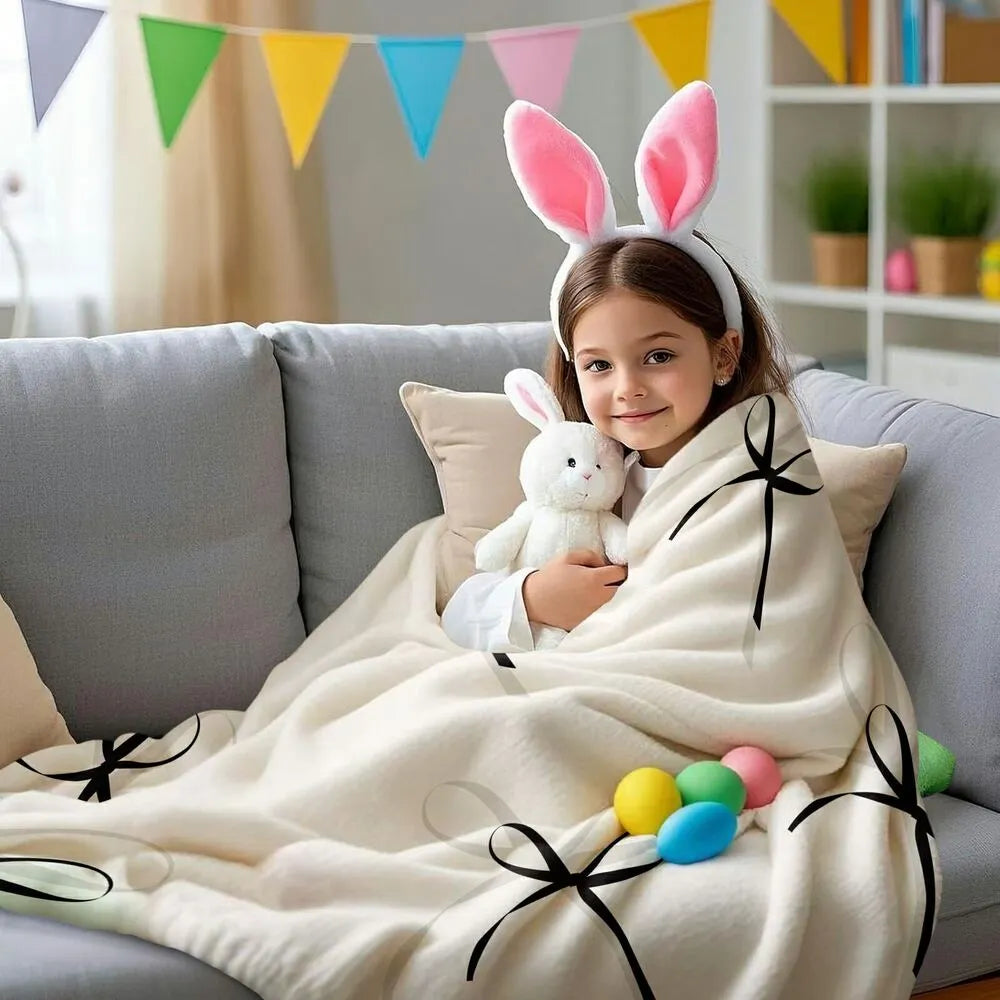 Black Bow Pattern Multipurpose Throw Blanket