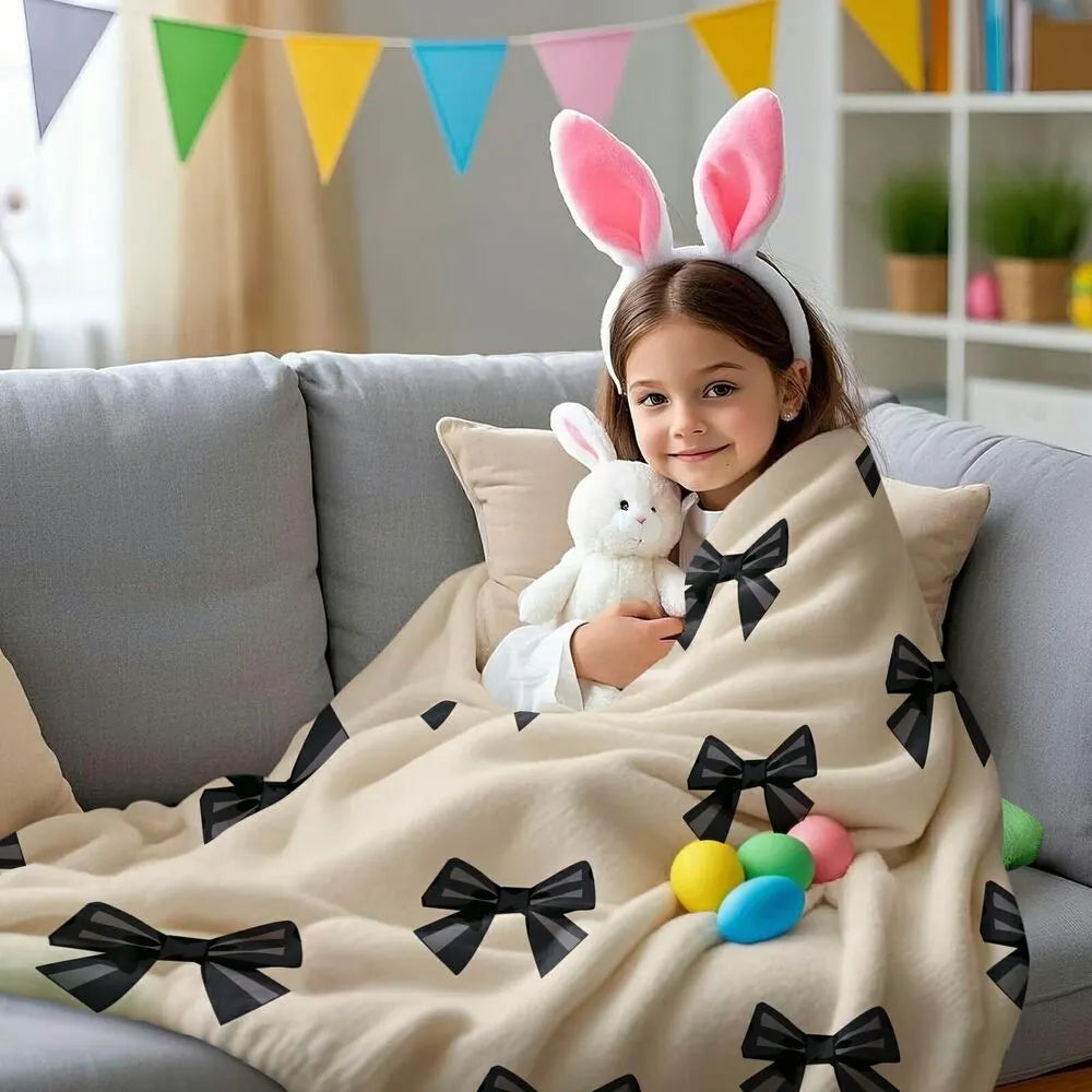 Black Bow Pattern Multipurpose Throw Blanket