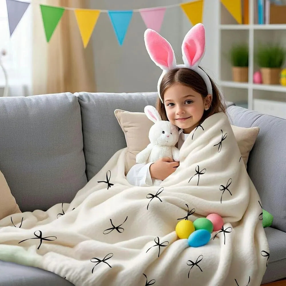 Black Bow Pattern Multipurpose Throw Blanket