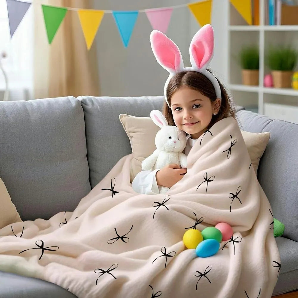 Black Bow Pattern Multipurpose Throw Blanket