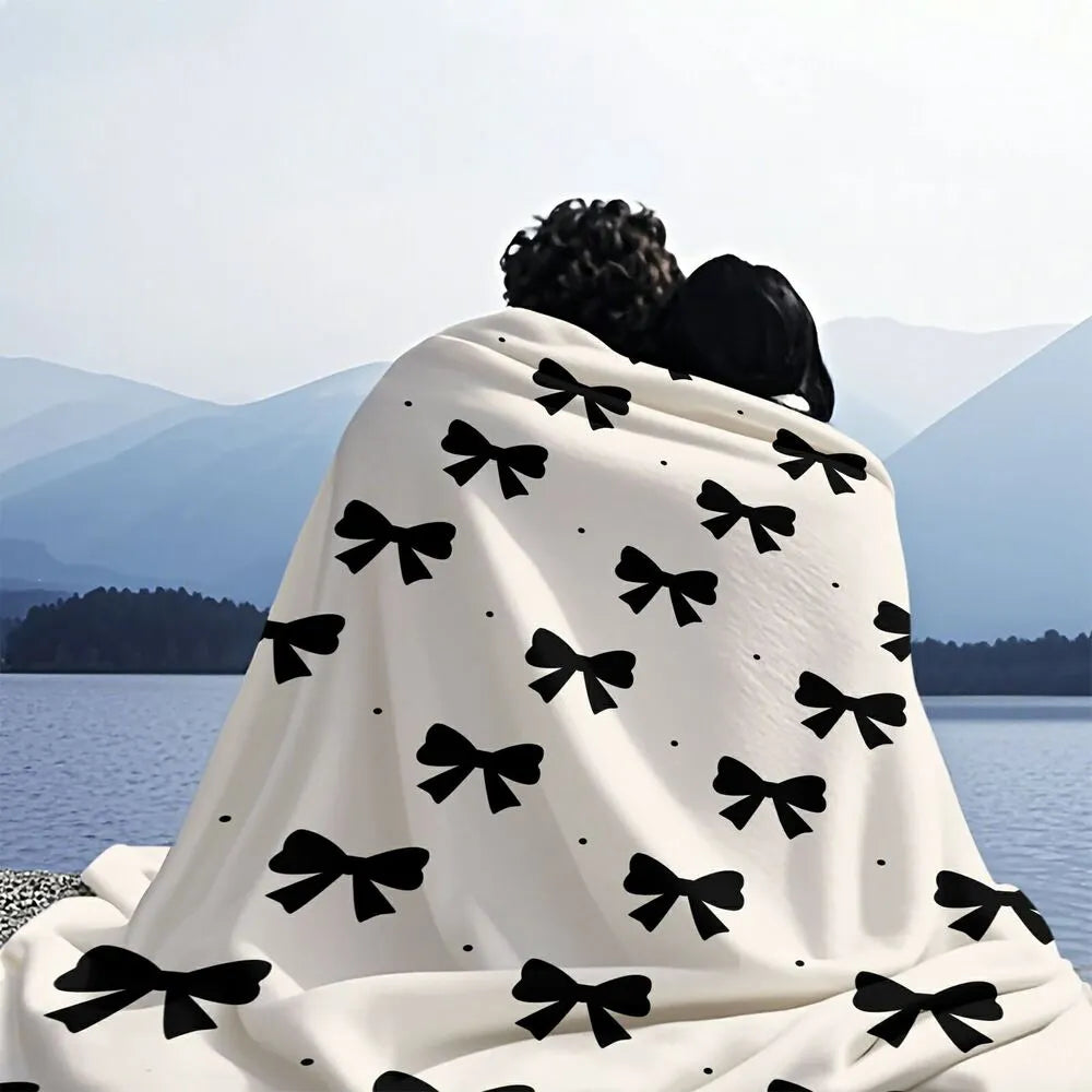 Black Bow Pattern Multipurpose Throw Blanket