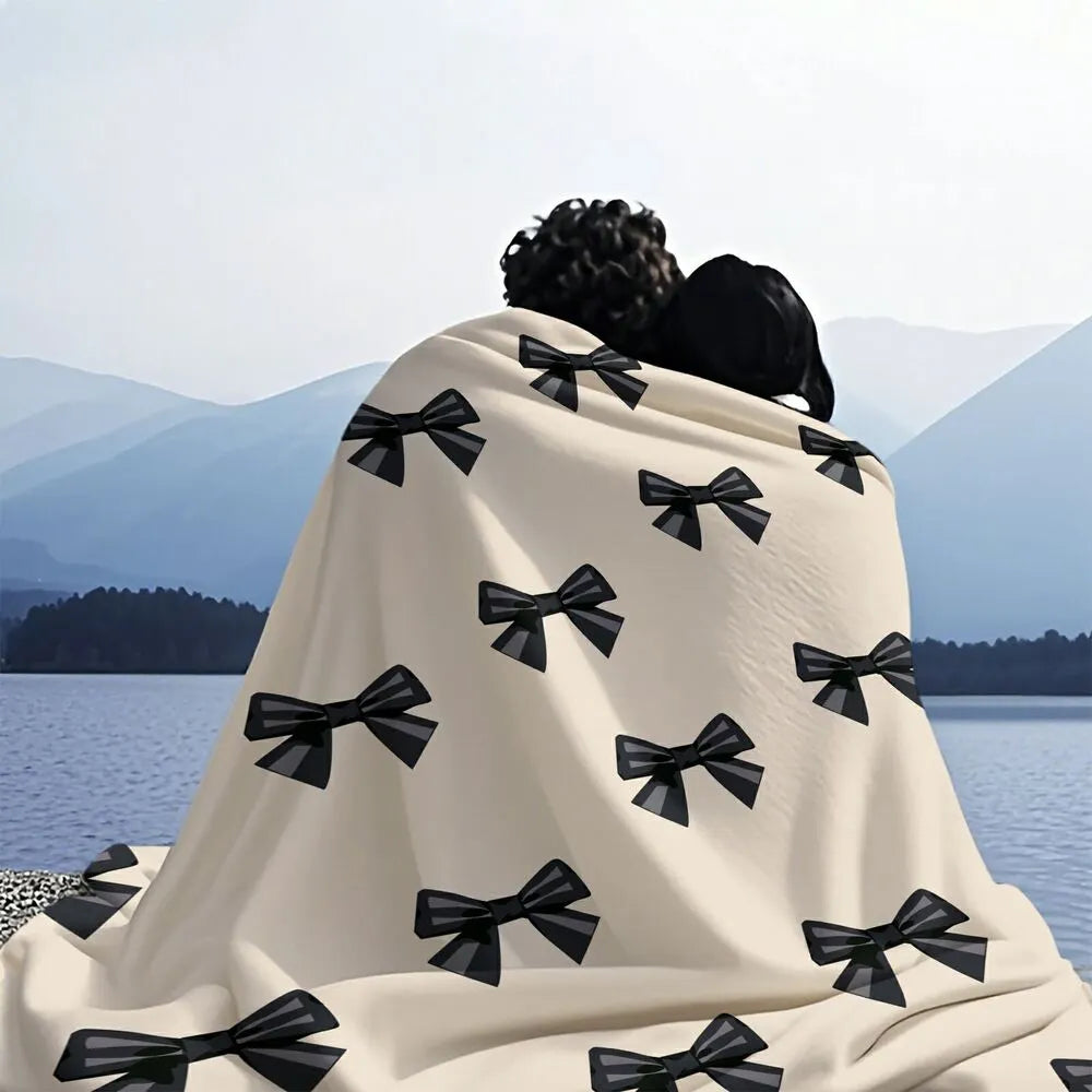 Black Bow Pattern Multipurpose Throw Blanket
