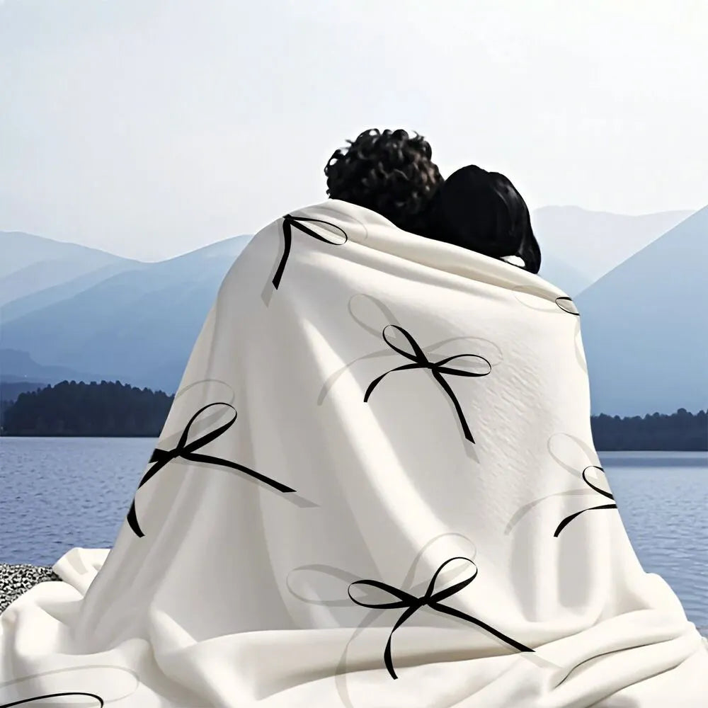 Black Bow Pattern Multipurpose Throw Blanket