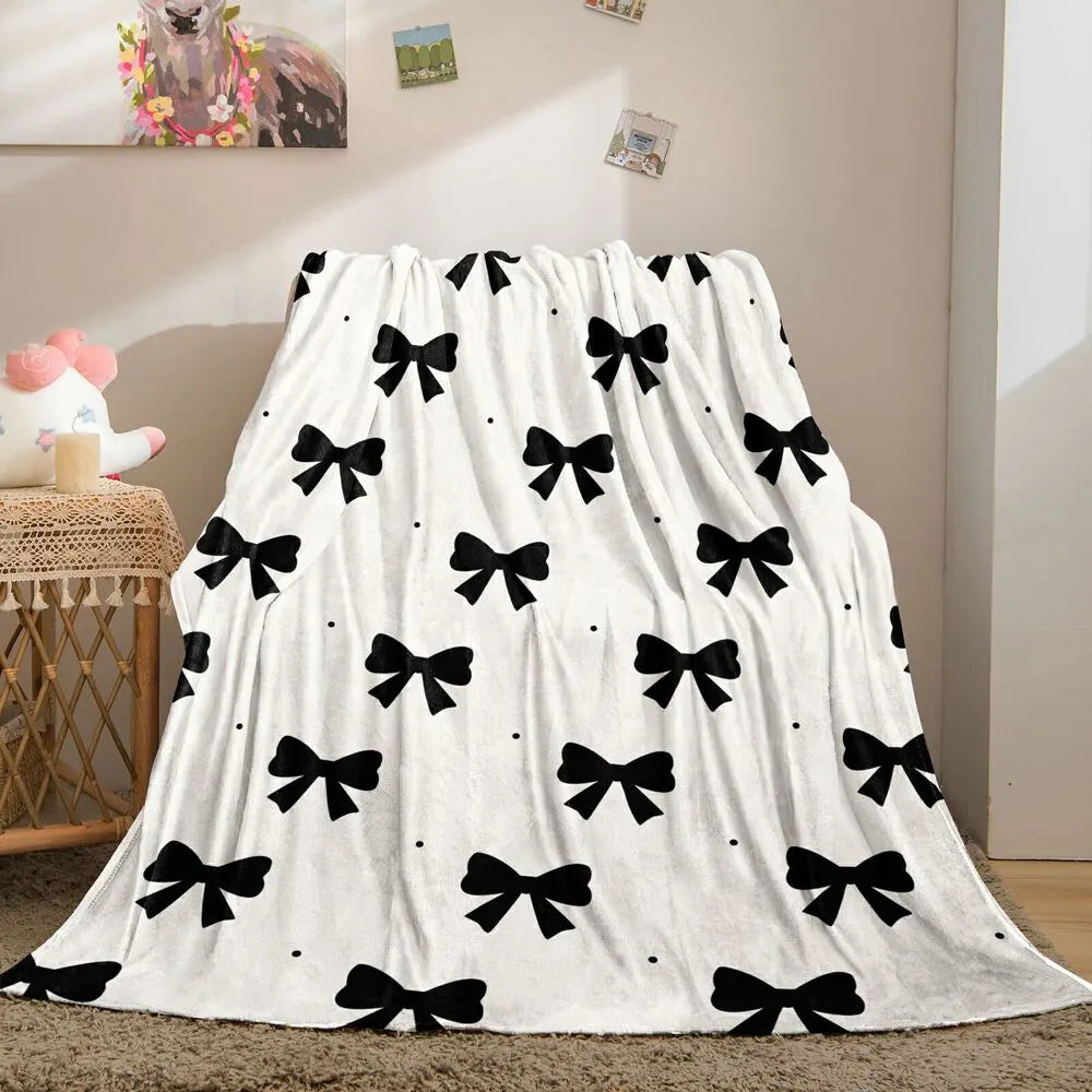 Black Bow Pattern Multipurpose Throw Blanket
