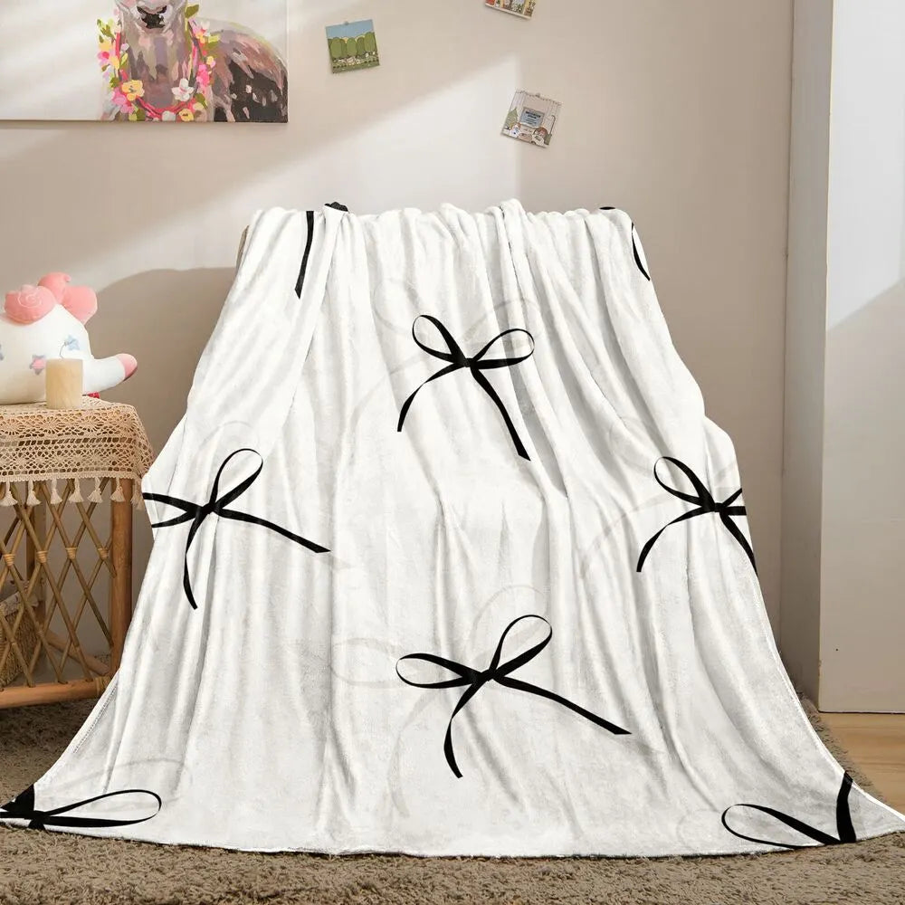 Black Bow Pattern Multipurpose Throw Blanket