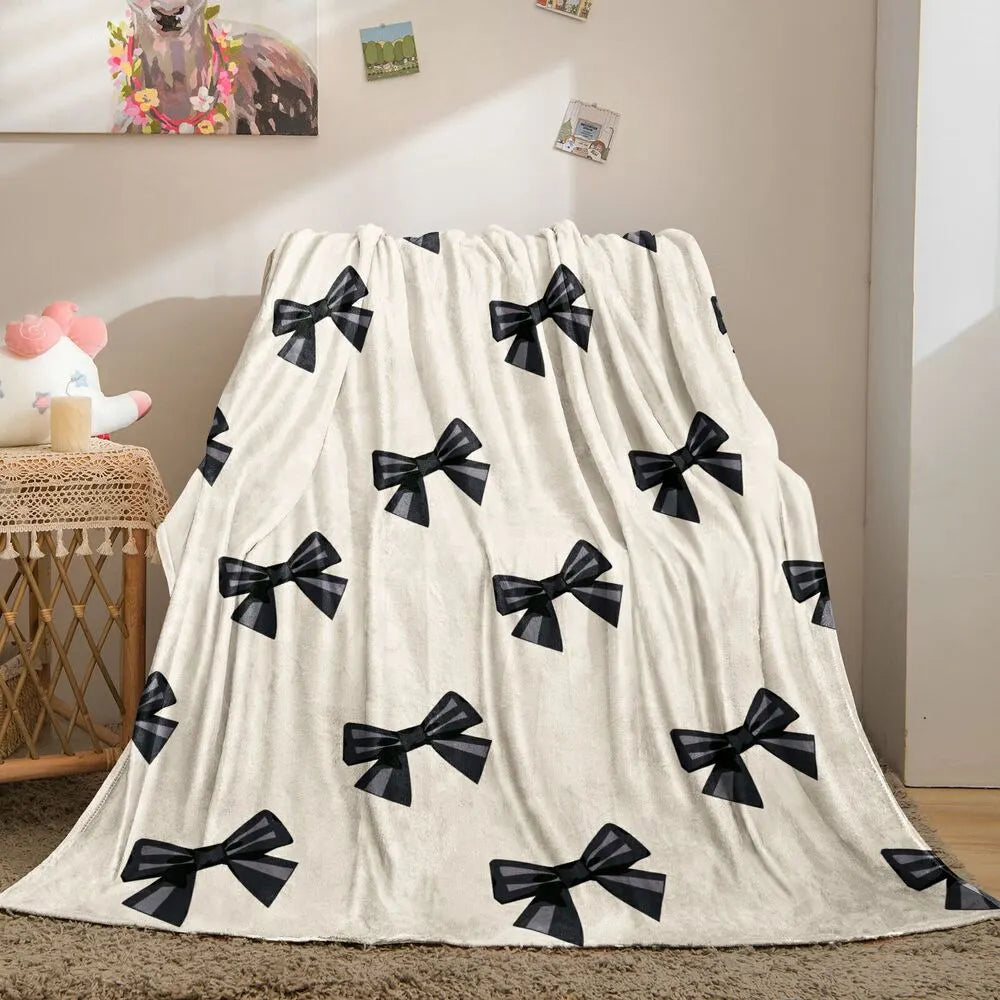 Black Bow Pattern Multipurpose Throw Blanket