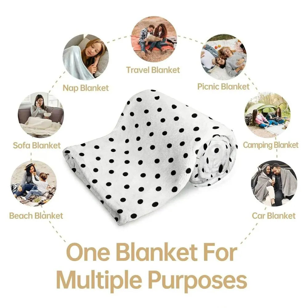 Black Polka Dot Multipurpose Throw Blanket