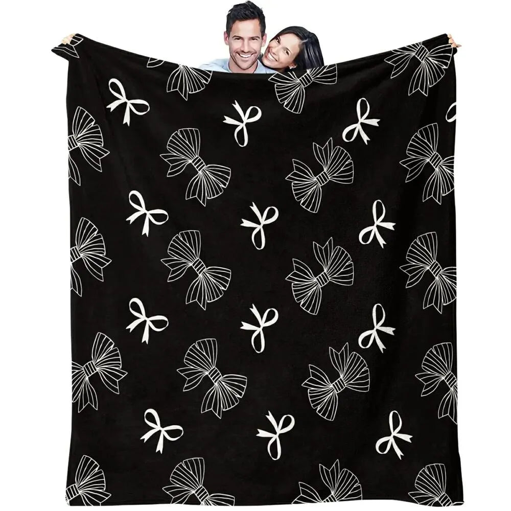 Black & White Bow Pattern Multipurpose Throw Blanket