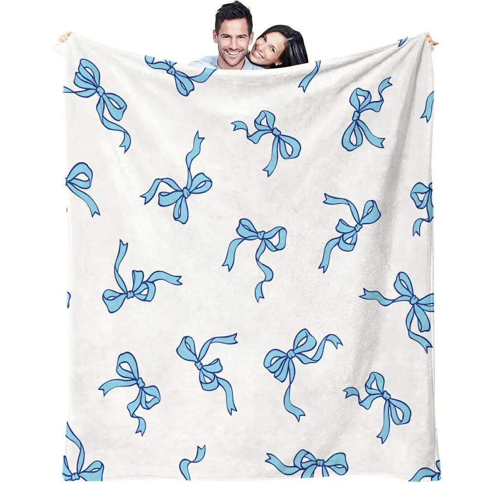 Blue Bow Pattern Multipurpose Throw Blanket