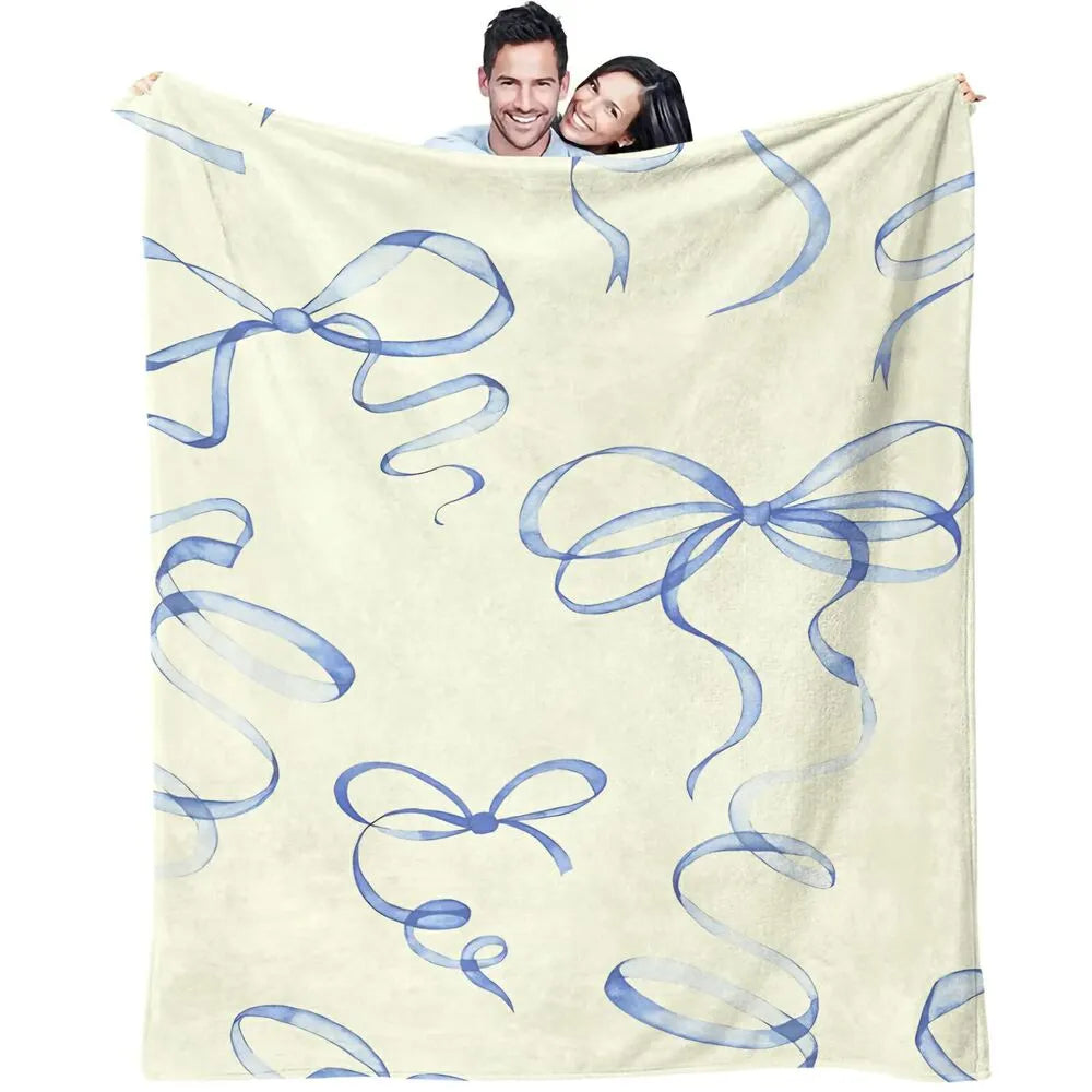 Blue Bow Pattern Multipurpose Throw Blanket