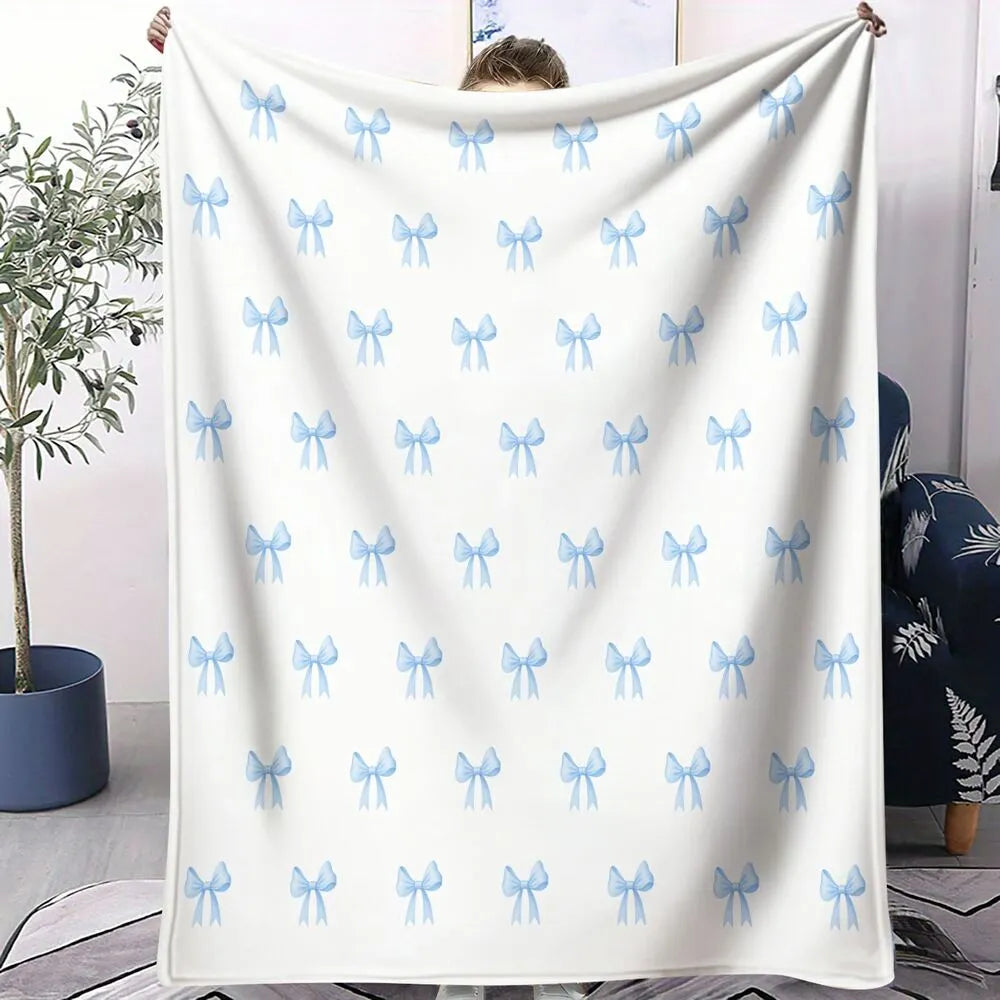 Blue Bow Pattern Multipurpose Throw Blanket