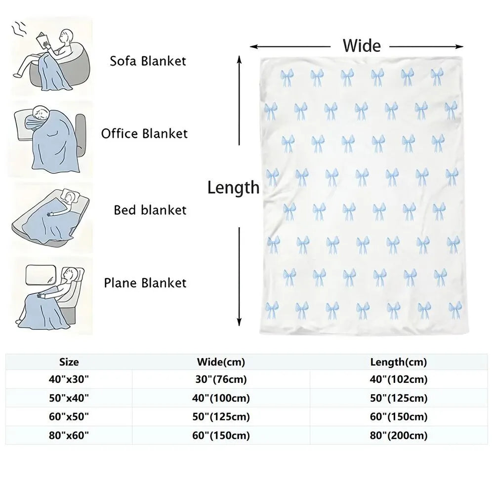 Blue Bow Pattern Multipurpose Throw Blanket