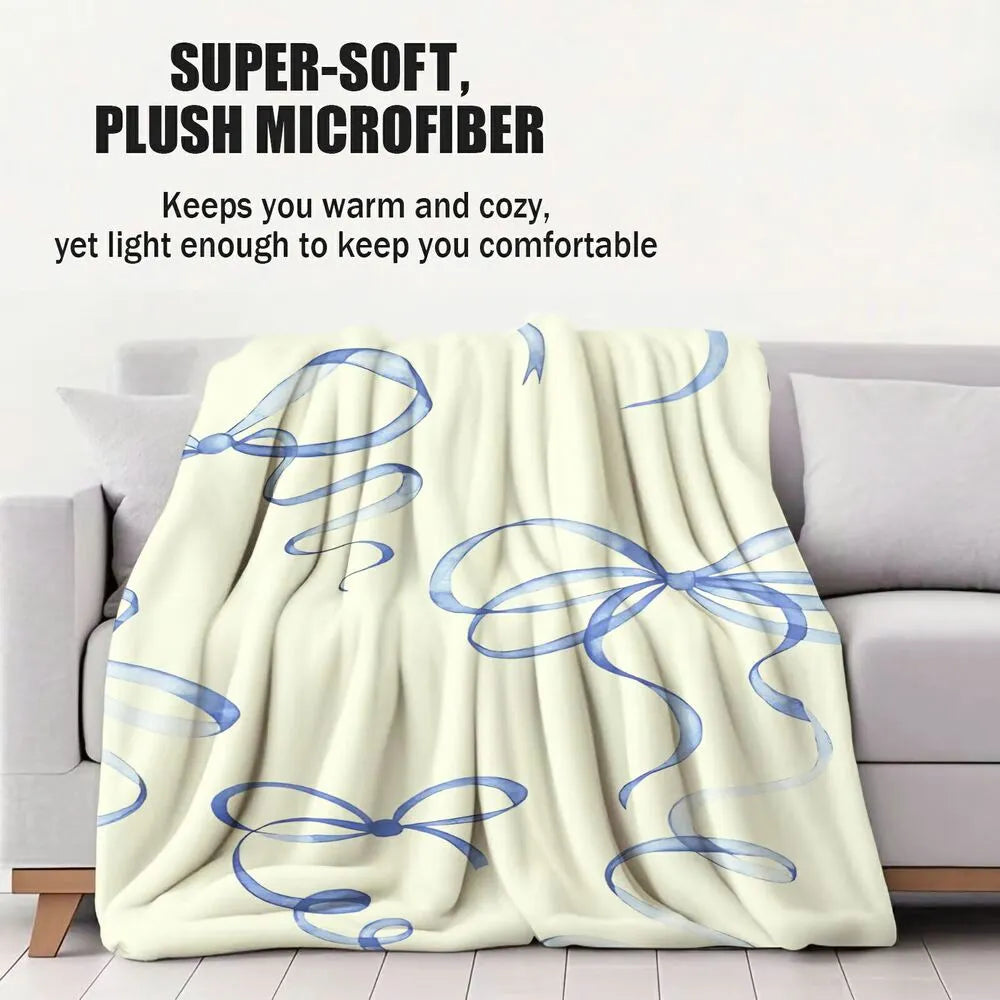 Blue Bow Pattern Multipurpose Throw Blanket