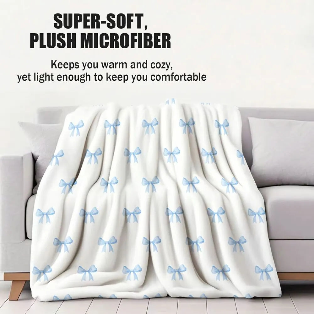 Blue Bow Pattern Multipurpose Throw Blanket