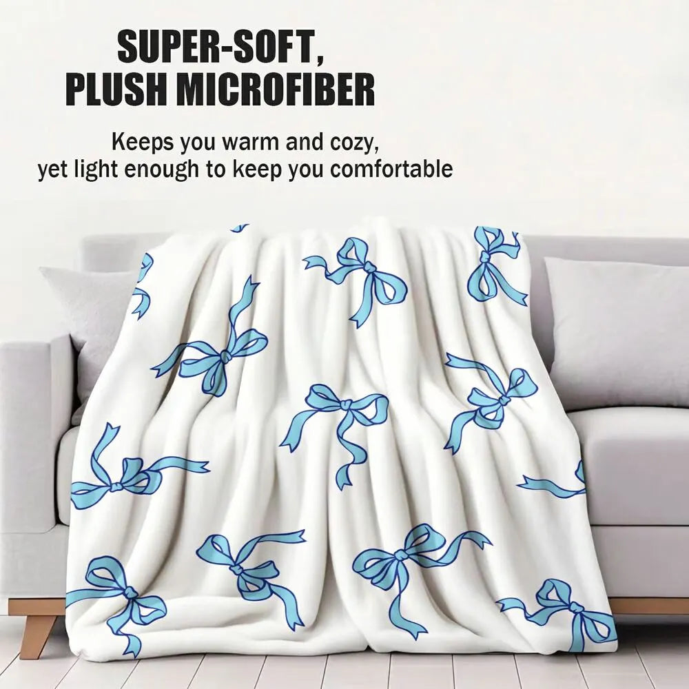 Blue Bow Pattern Multipurpose Throw Blanket