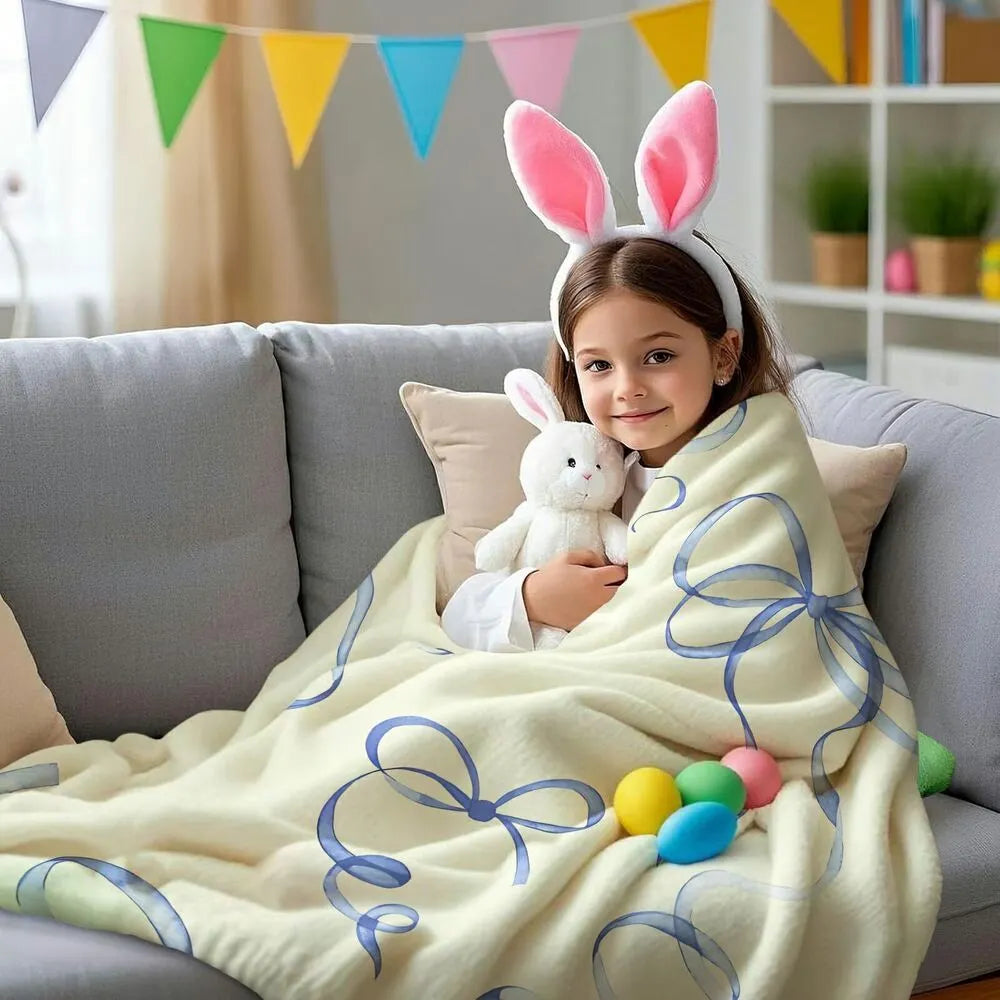 Blue Bow Pattern Multipurpose Throw Blanket