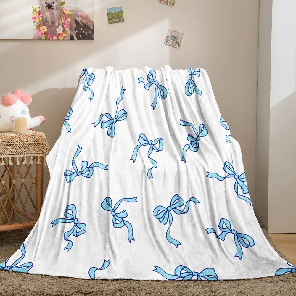 Blue Bow Pattern Multipurpose Throw Blanket