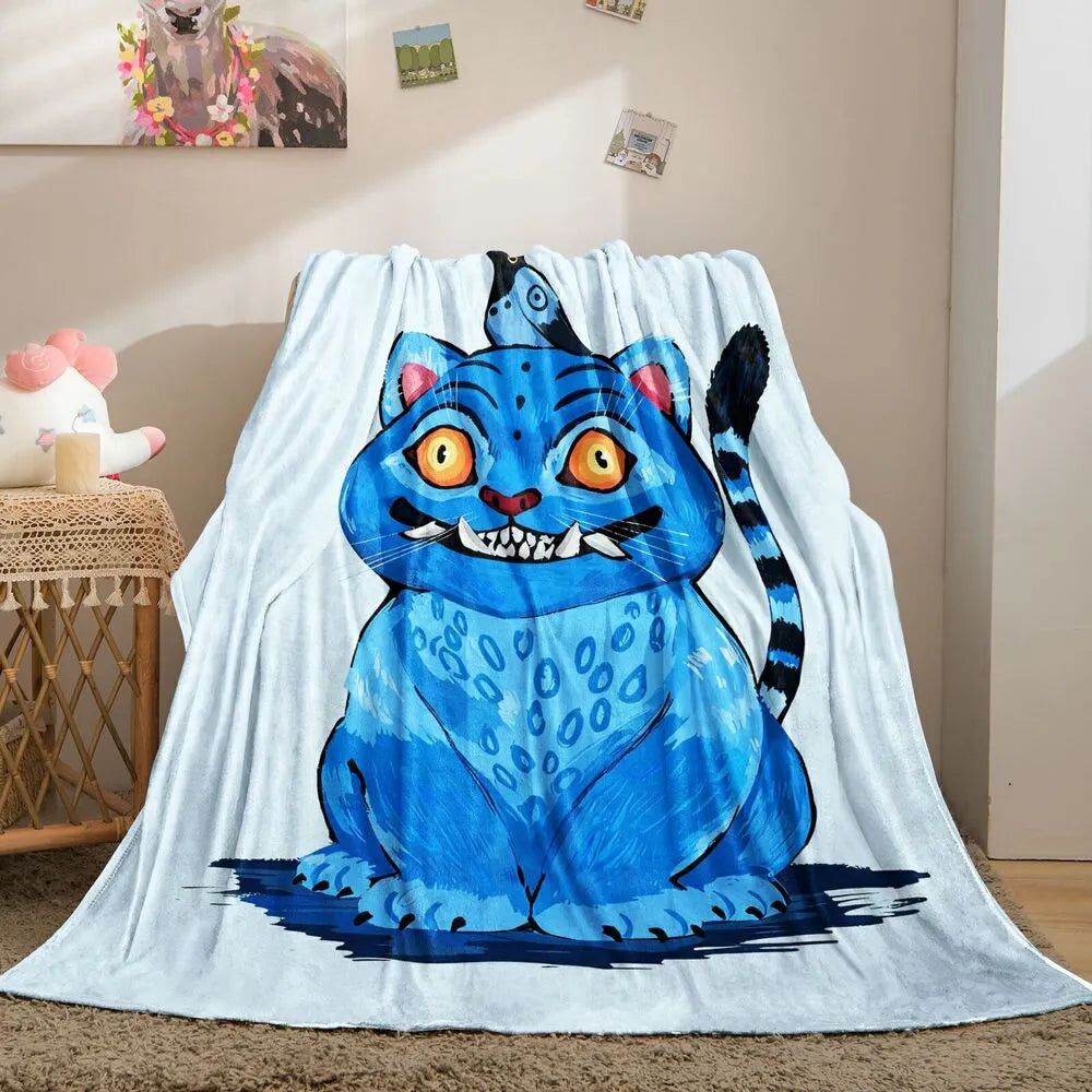 K-POP Demon Hunters Blue Monster Cat Super-Soft Plush Microfiber Throw Blanket
