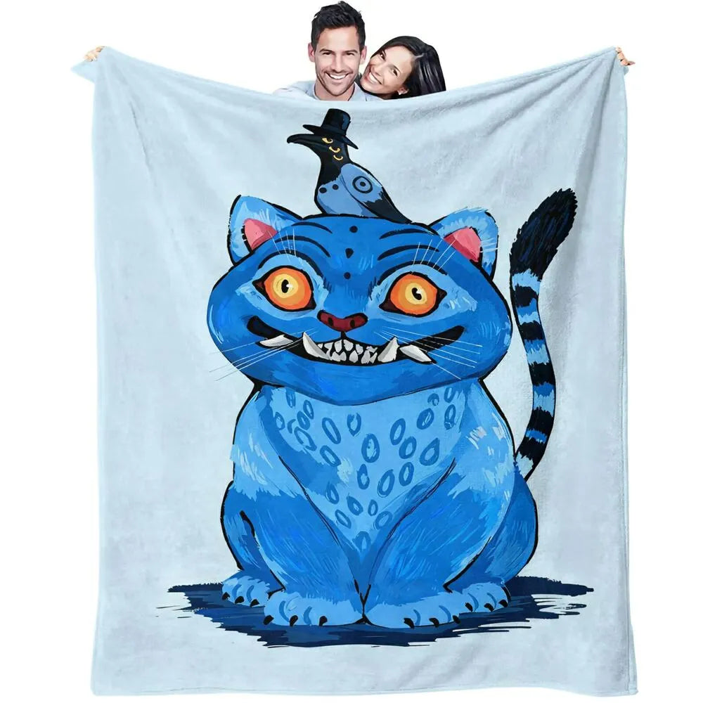 K-POP Demon Hunters Blue Monster Cat Super-Soft Plush Microfiber Throw Blanket