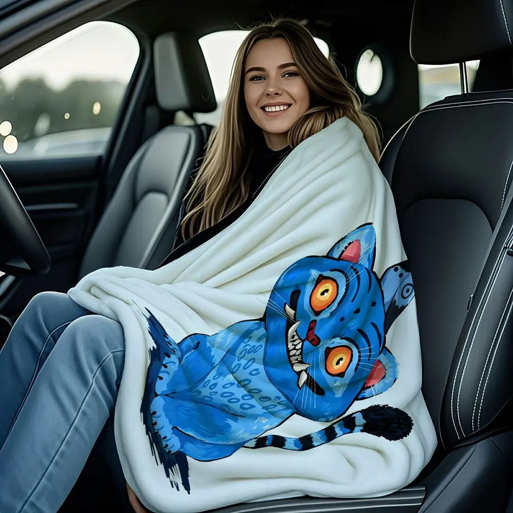 K-POP Demon Hunters Blue Monster Cat Super-Soft Plush Microfiber Throw Blanket