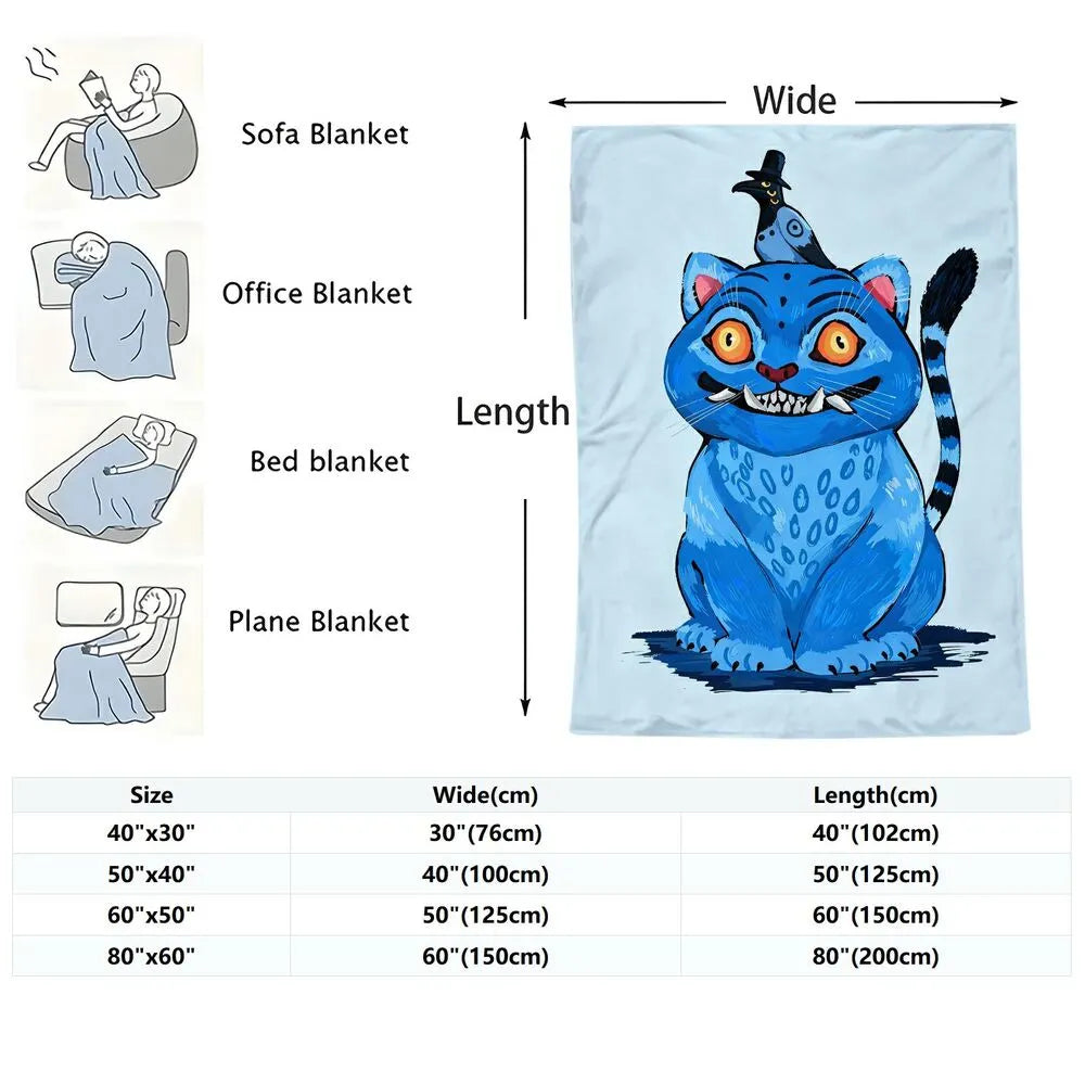K-POP Demon Hunters Blue Monster Cat Super-Soft Plush Microfiber Throw Blanket