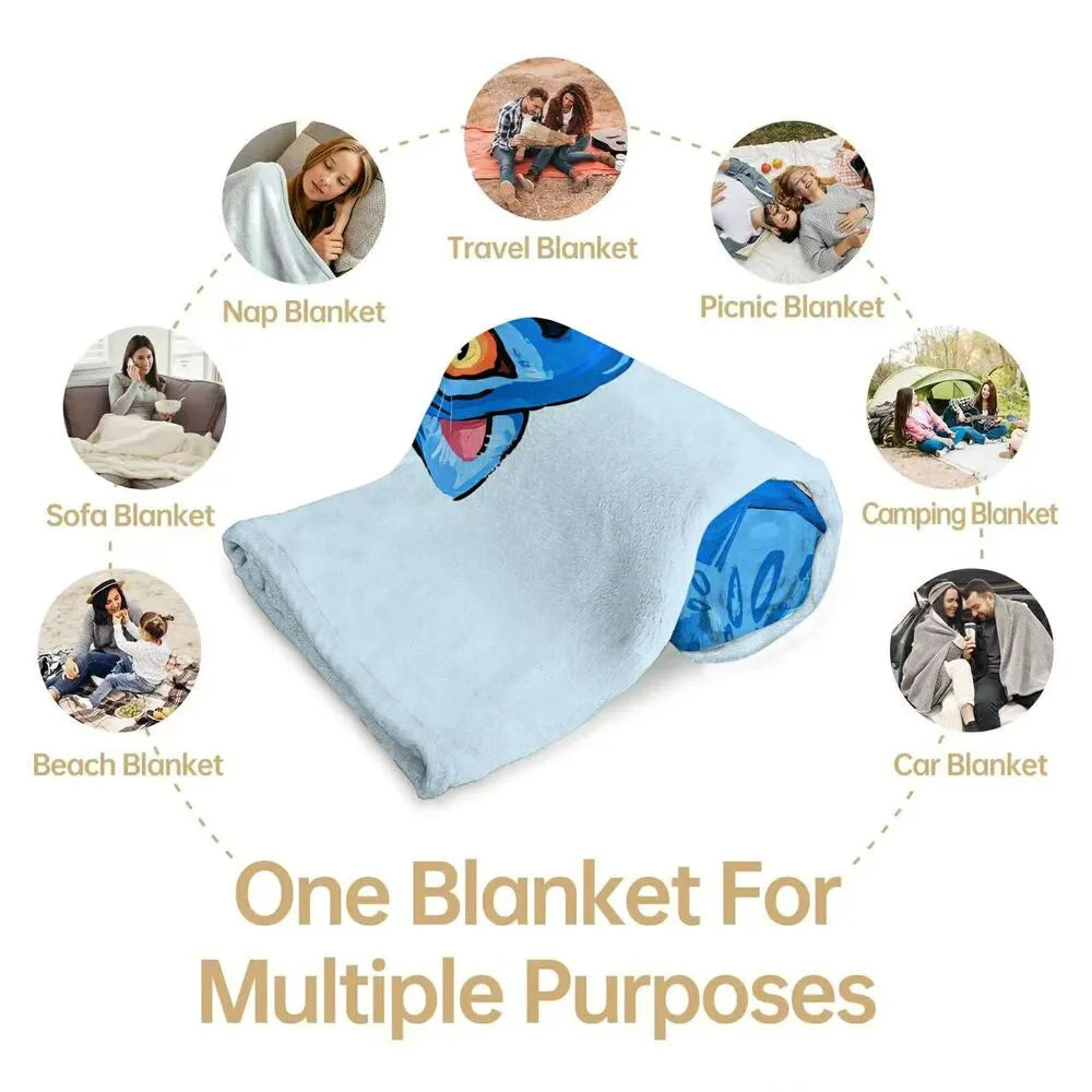 K-POP Demon Hunters Blue Monster Cat Super-Soft Plush Microfiber Throw Blanket