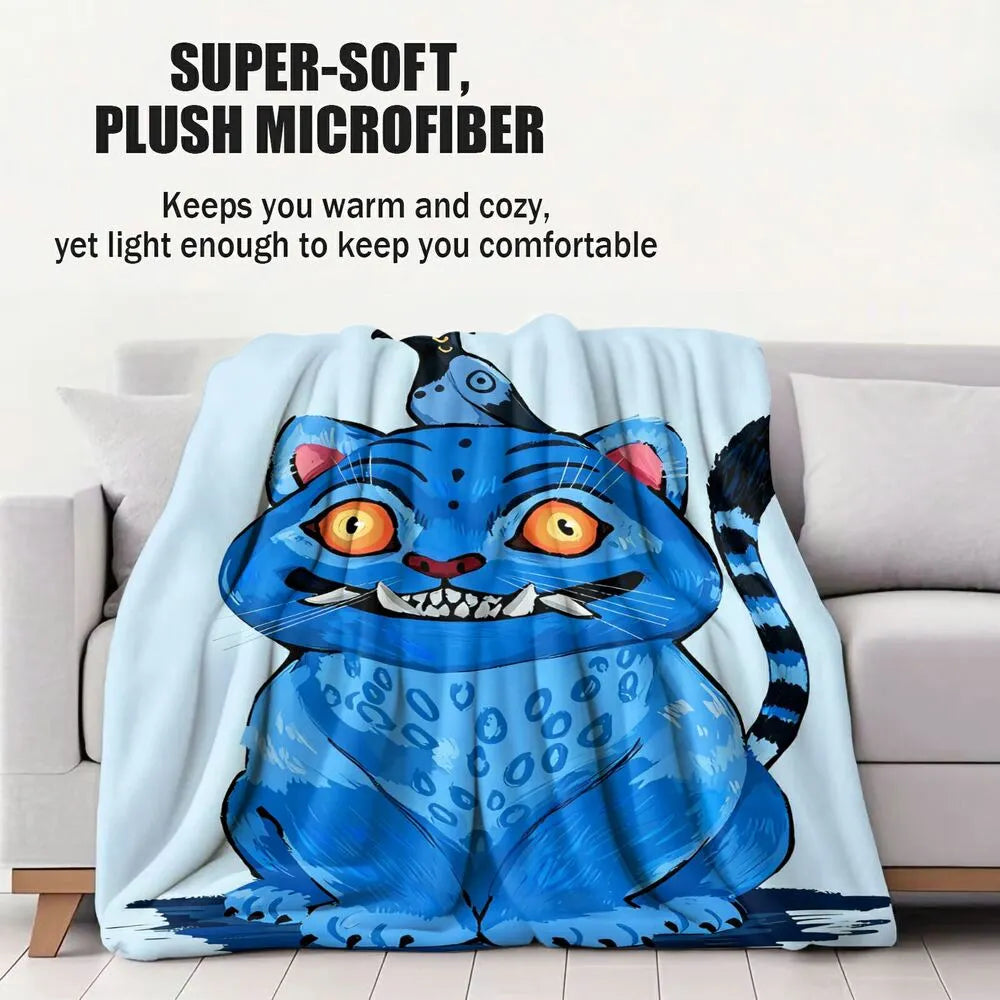 K-POP Demon Hunters Blue Monster Cat Super-Soft Plush Microfiber Throw Blanket