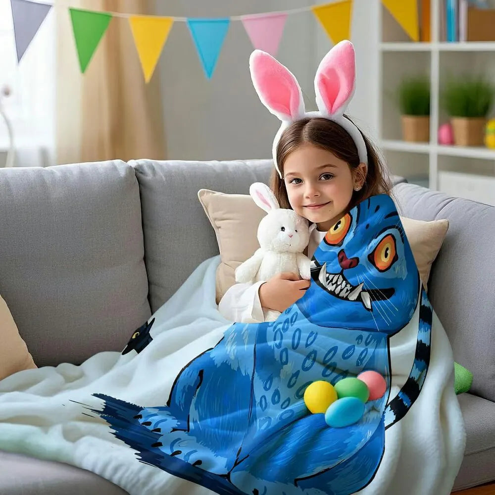 K-POP Demon Hunters Blue Monster Cat Super-Soft Plush Microfiber Throw Blanket