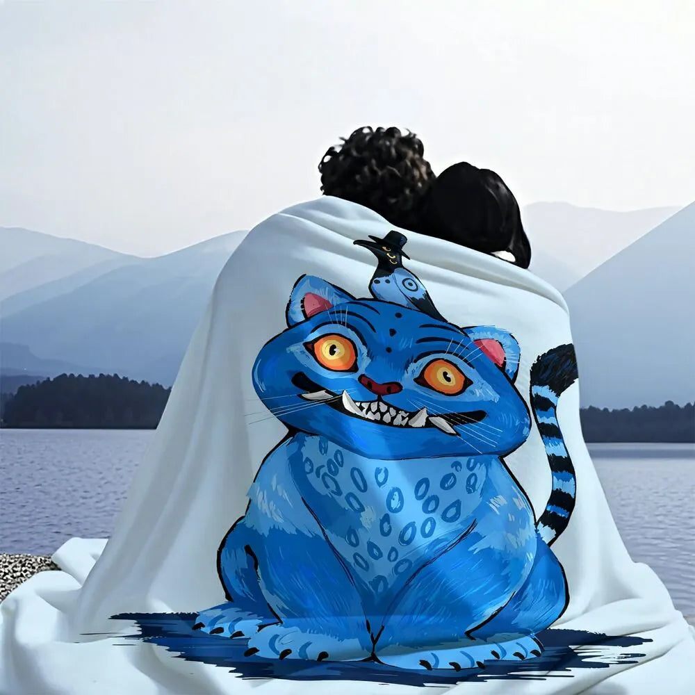 K-POP Demon Hunters Blue Monster Cat Super-Soft Plush Microfiber Throw Blanket
