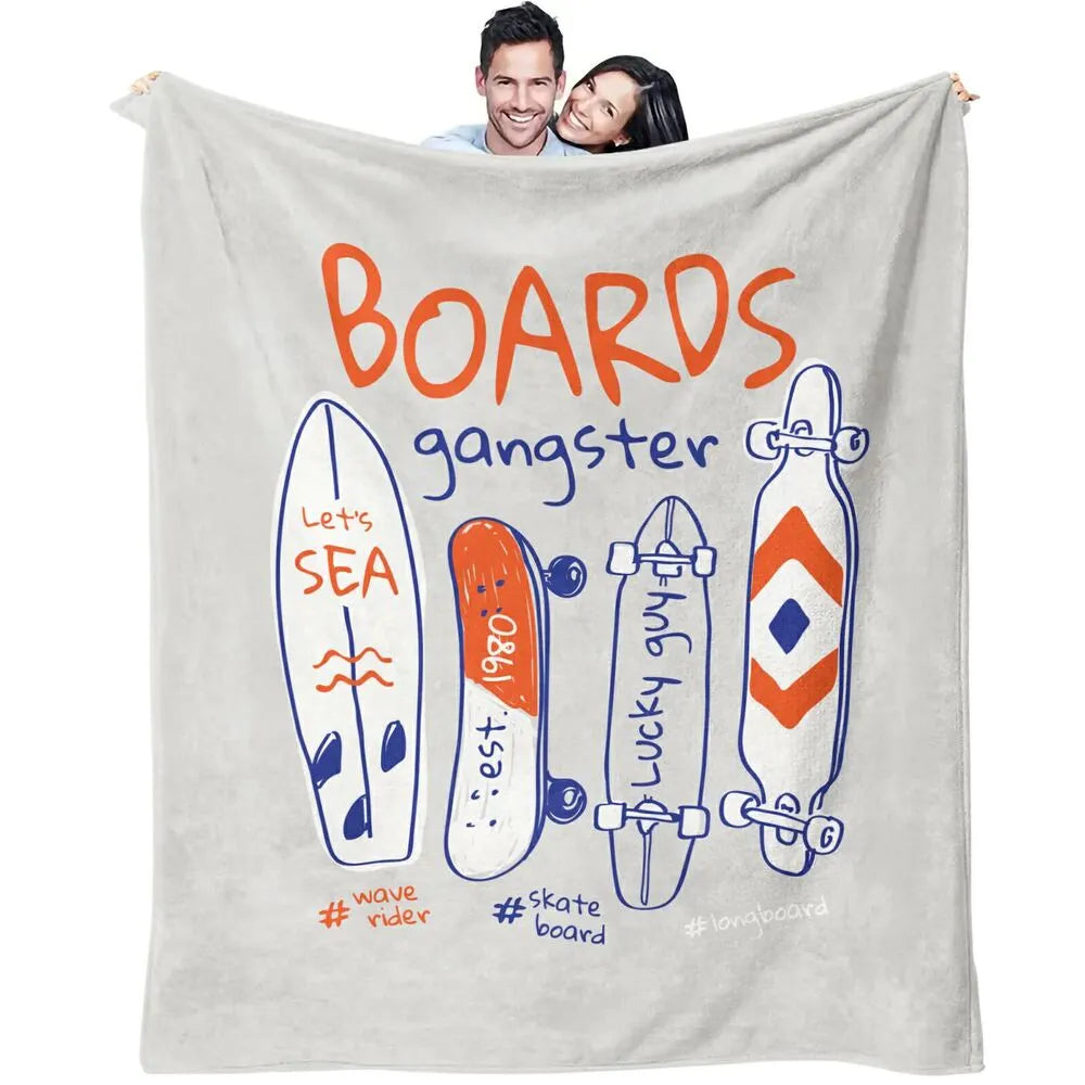 Boards Gangster Skate Surf Themed Multipurpose Throw Blanket